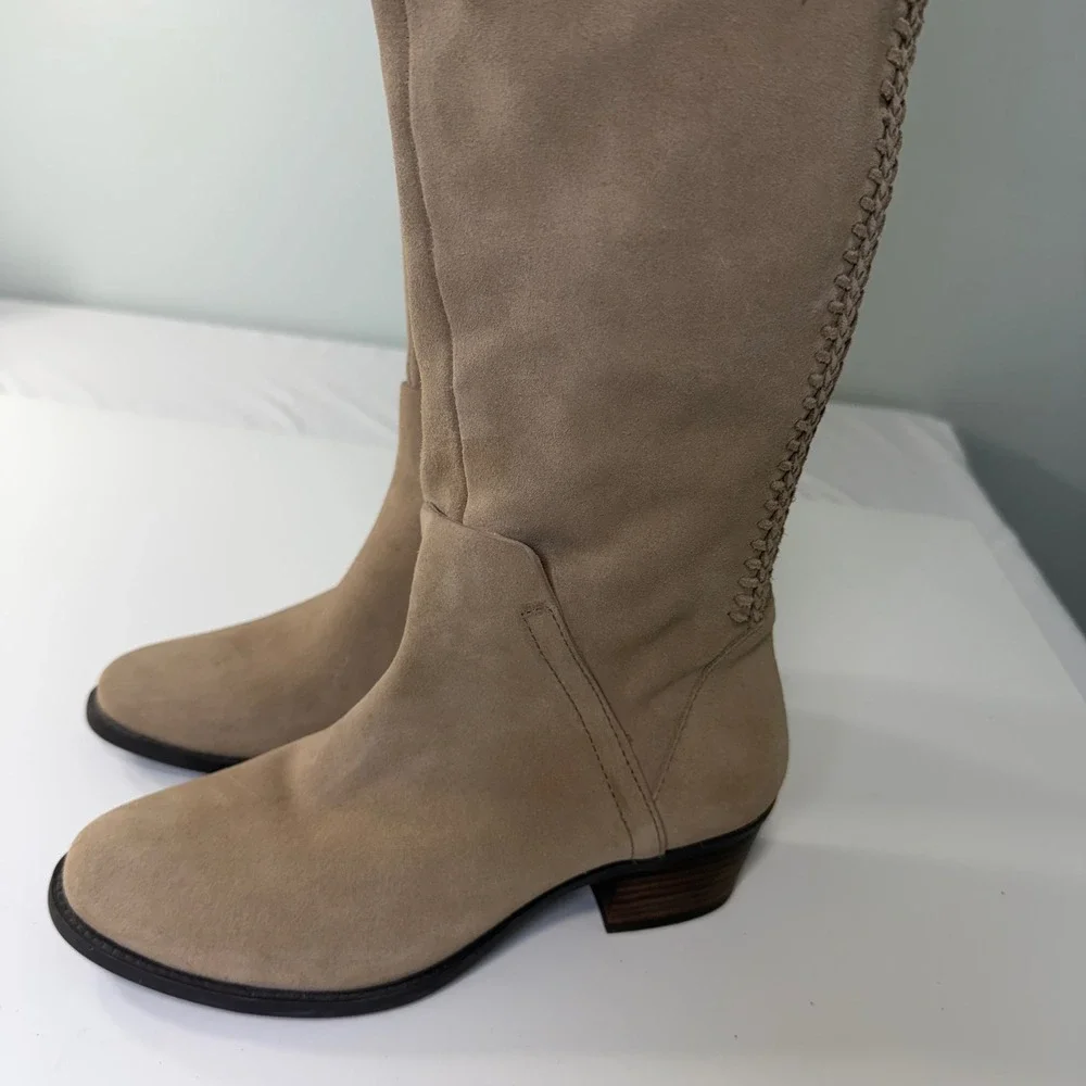 Vince Camuto Bendra Tan Suede Over‎ The Knee Whipstitch Boots 6M VC-BENDRA NWOT